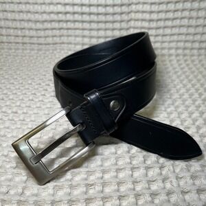 Crocodile Mens Black Leather Belt Silver Buckle Made in Italy Size 38